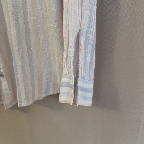 Rails Charli Barcelona Stripes Button Down Shirt Linen/Rayon Shimmer Sz L - Picture 4 of 8